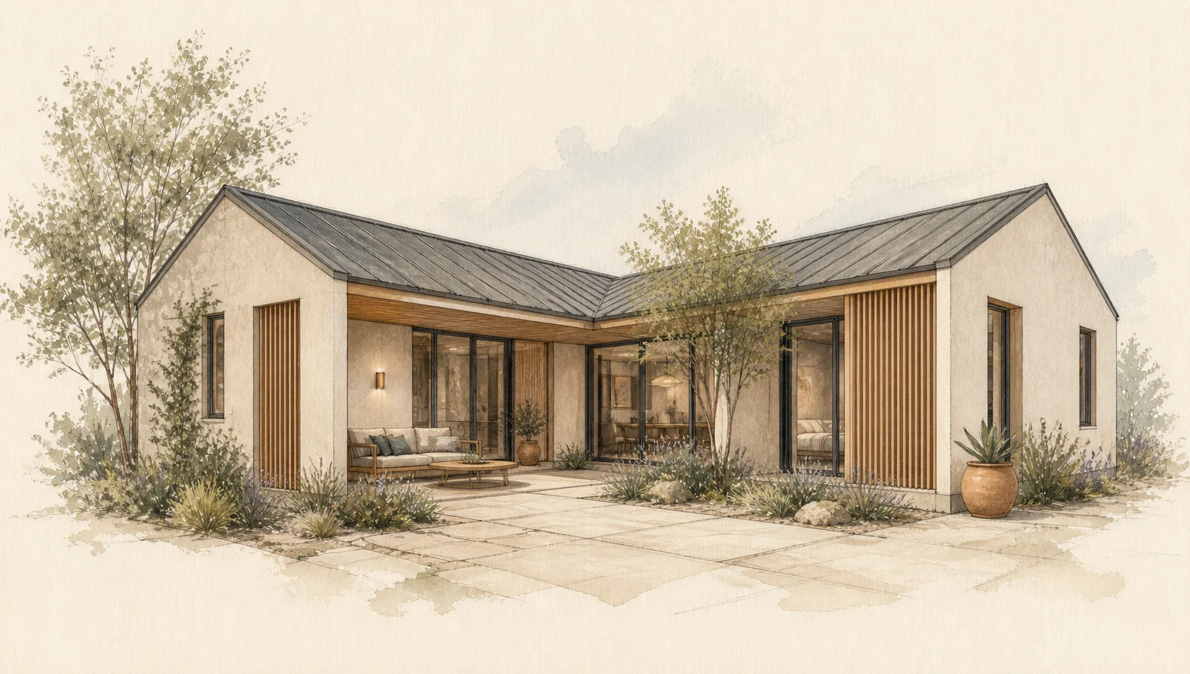 Architectural artwork for Courtyard House